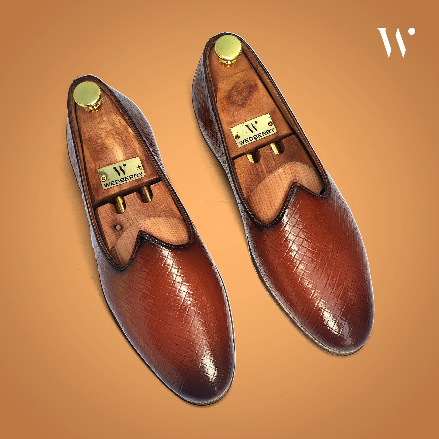 Tan Woven and Patina Finish Mojri Nagra for Men