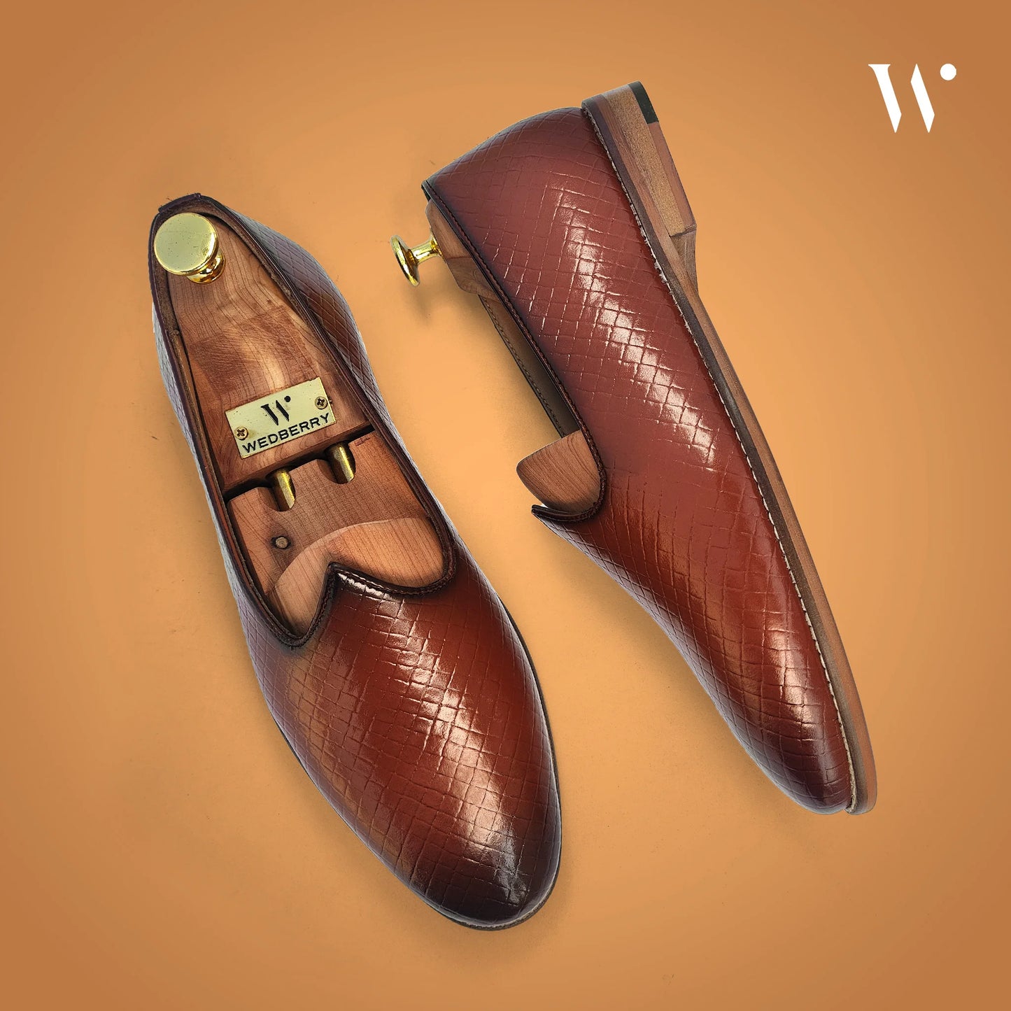 Tan Woven and Patina Finish Mojri Nagra for Men