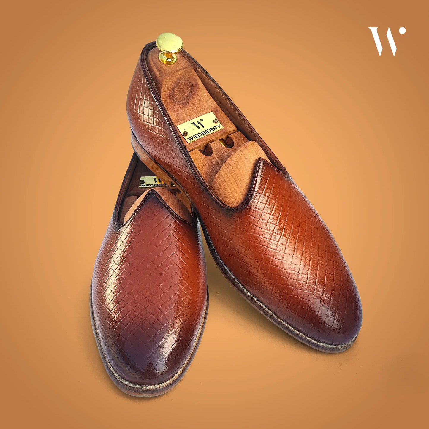 Tan Woven and Patina Finish Mojri Nagra for Men