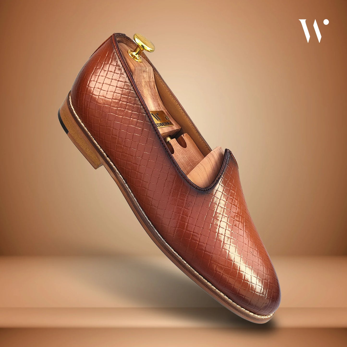 Tan Woven and Patina Finish Mojri Nagra for Men