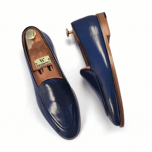 Navy Blue Jave Apron Solid Slipon Loafers for Men