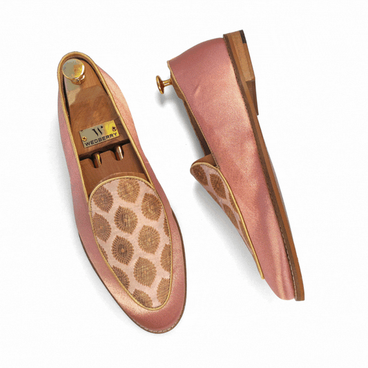 Peach Jave Apron Embroidery Wedding Ethnic Loafer Slipon for Men