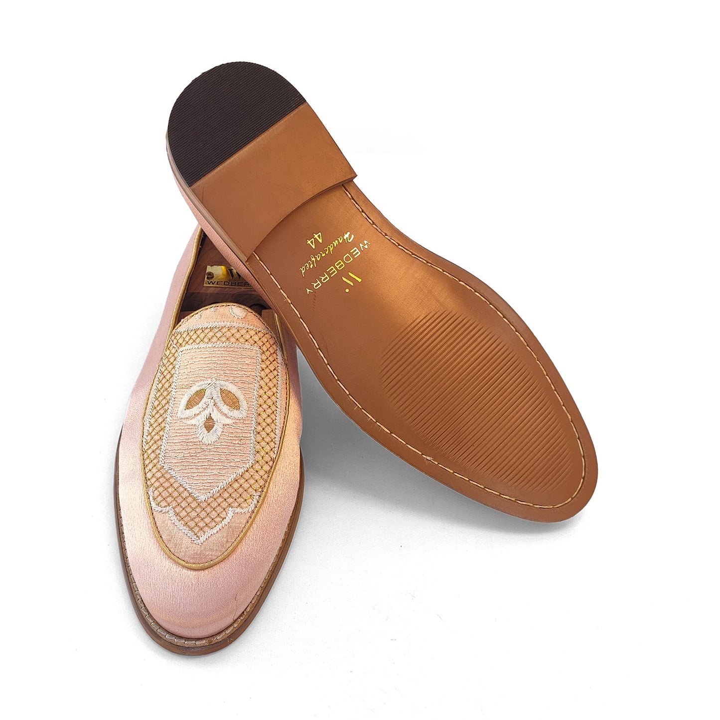 Light Pink Jave Apron Embroidery Wedding Ethnic Loafer Slipon for Men