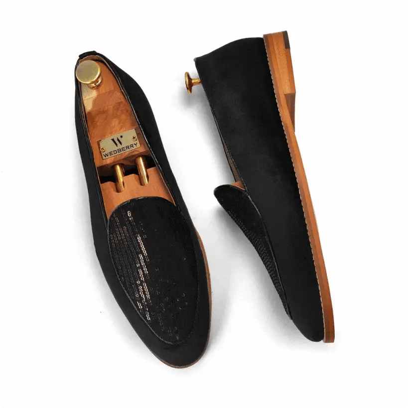 Black Star Jave Apron Embroidery Wedding Ethnic Loafer Slipon for Men