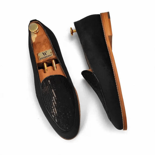 Black Star Jave Apron Embroidery Wedding Ethnic Loafer Slipon for Men