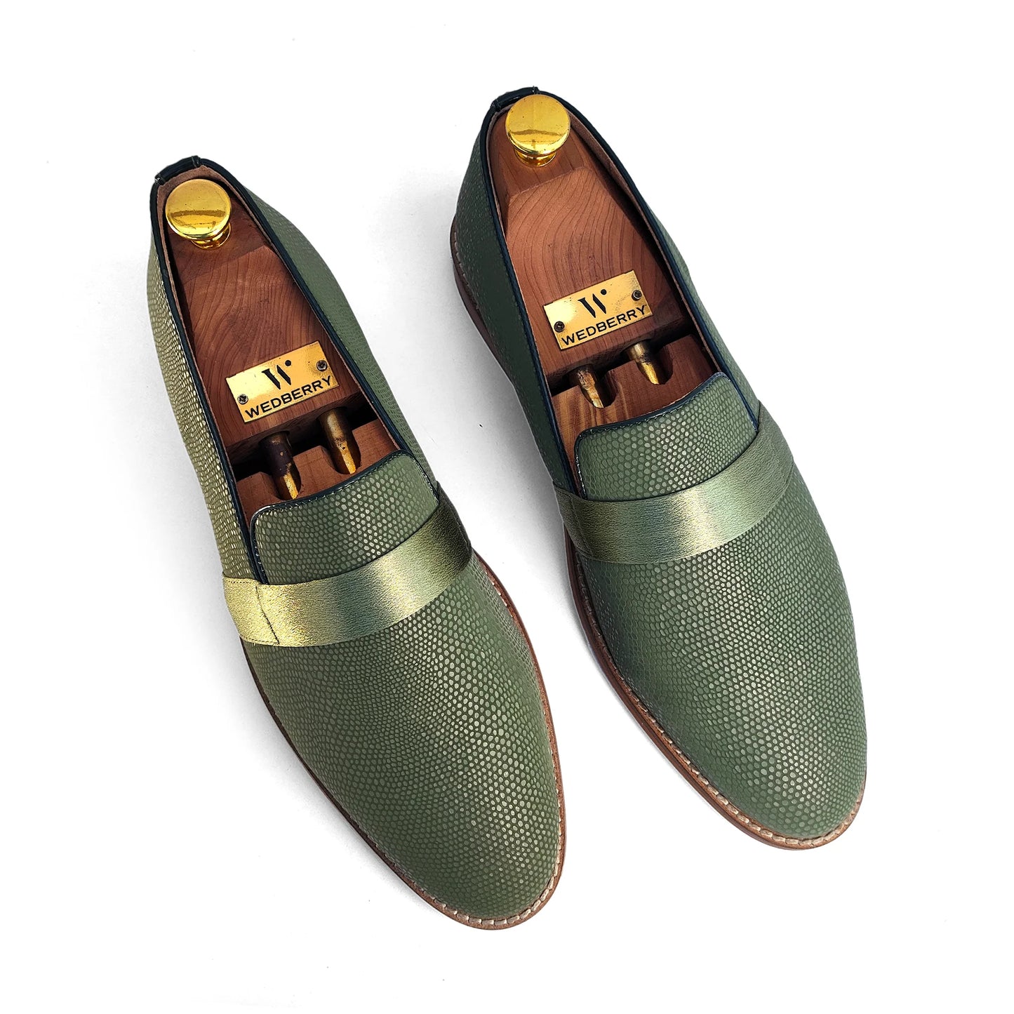 Mist Green With Hugo Strap Ethnic Wedding Party Shoes Loafer for Men
