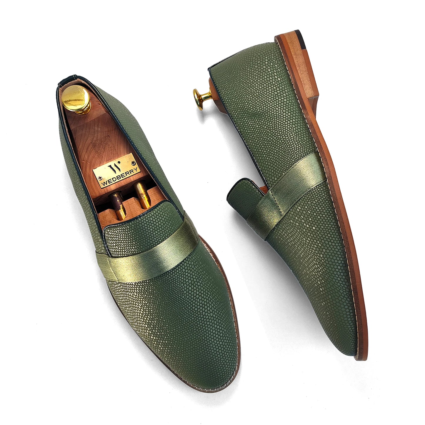 Mist Green With Hugo Strap Ethnic Wedding Party Shoes Loafer for Men