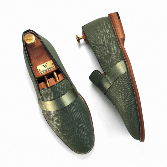 Mist Green With Hugo Strap Ethnic Wedding Party Shoes Loafer for Men