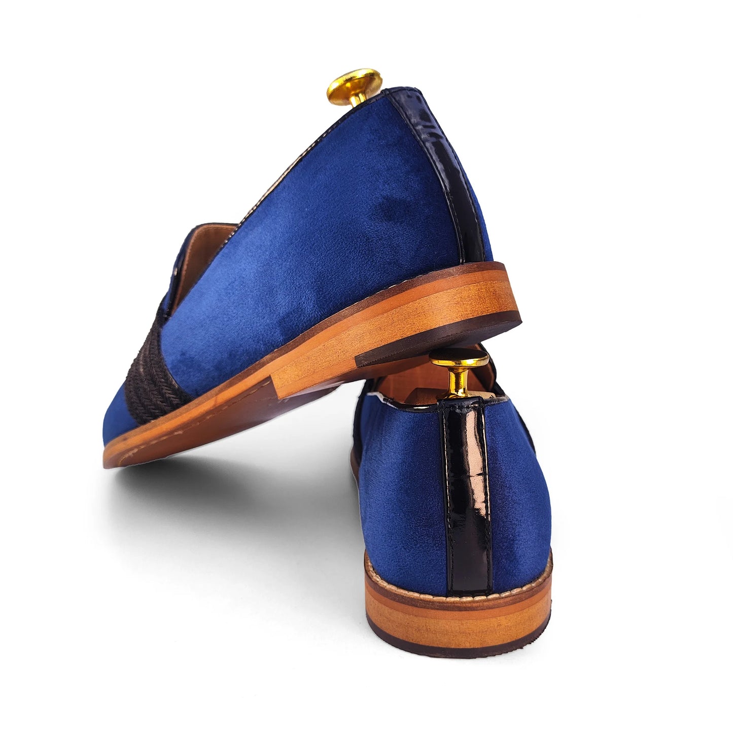 Navy Blue Velvet With Hugo Strap Ethnic Wedding Party Shoes Loafer for Men