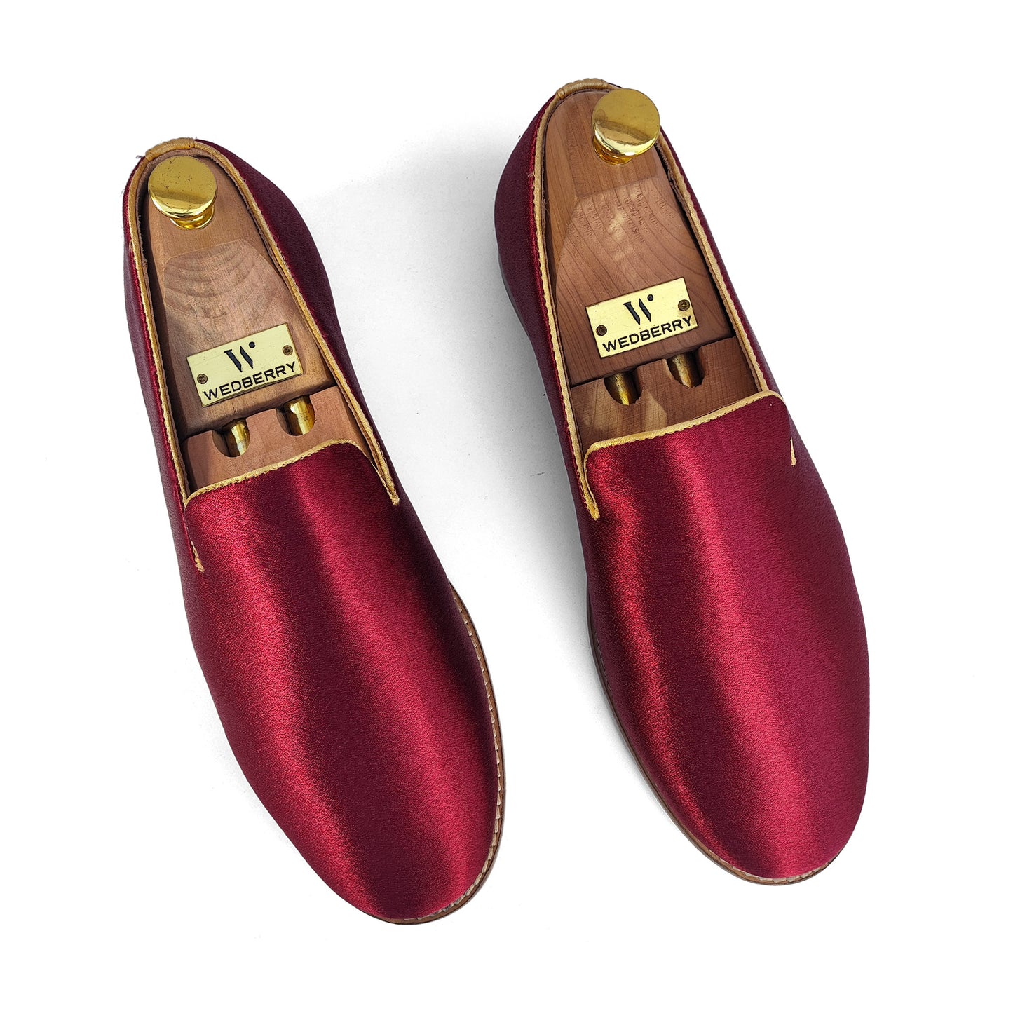 Maroon Premium Satin Wedding Shoes Men