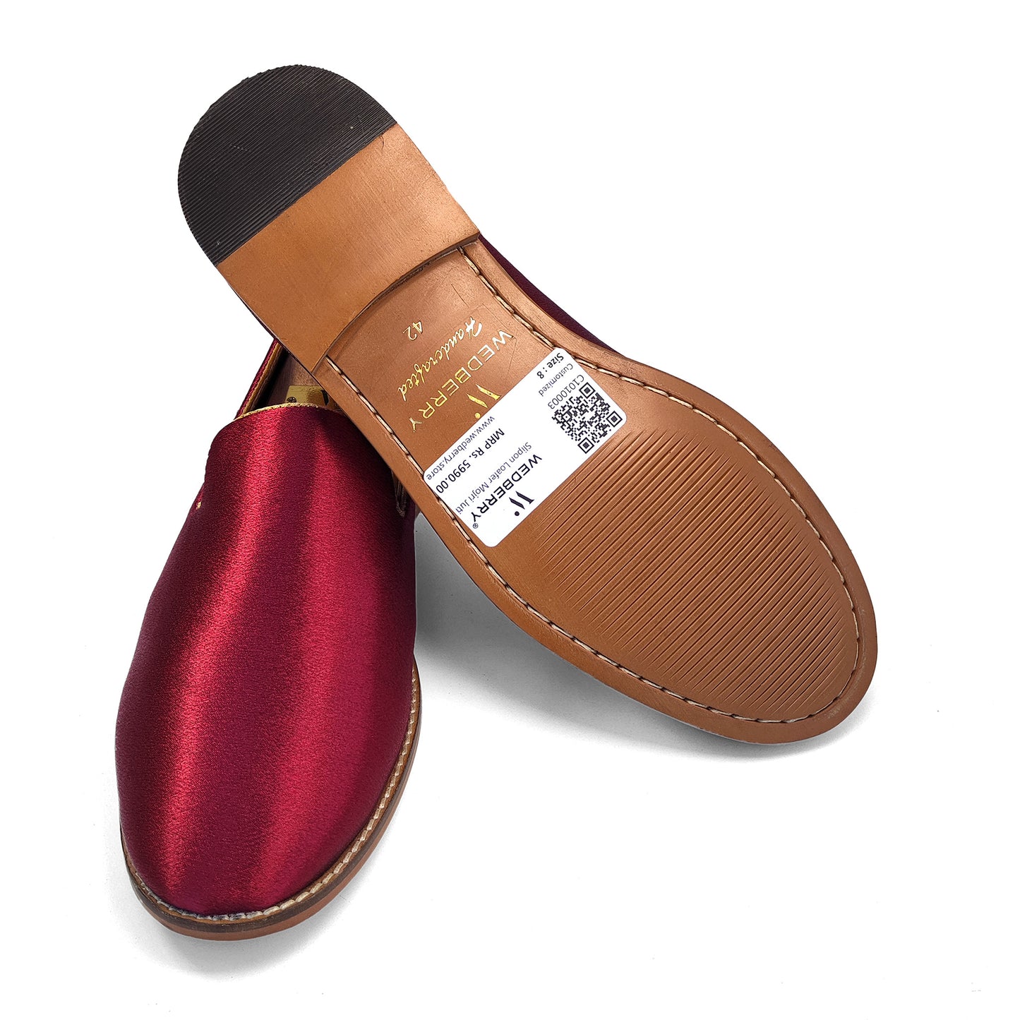 Maroon Premium Satin Wedding Shoes Men
