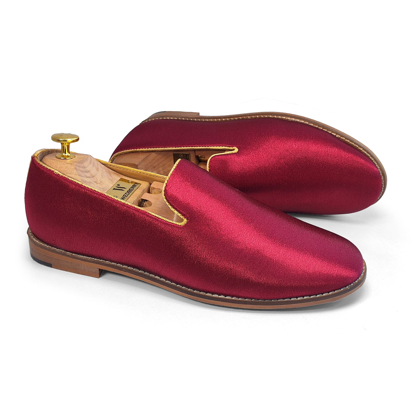 Maroon Premium Satin Wedding Shoes Men