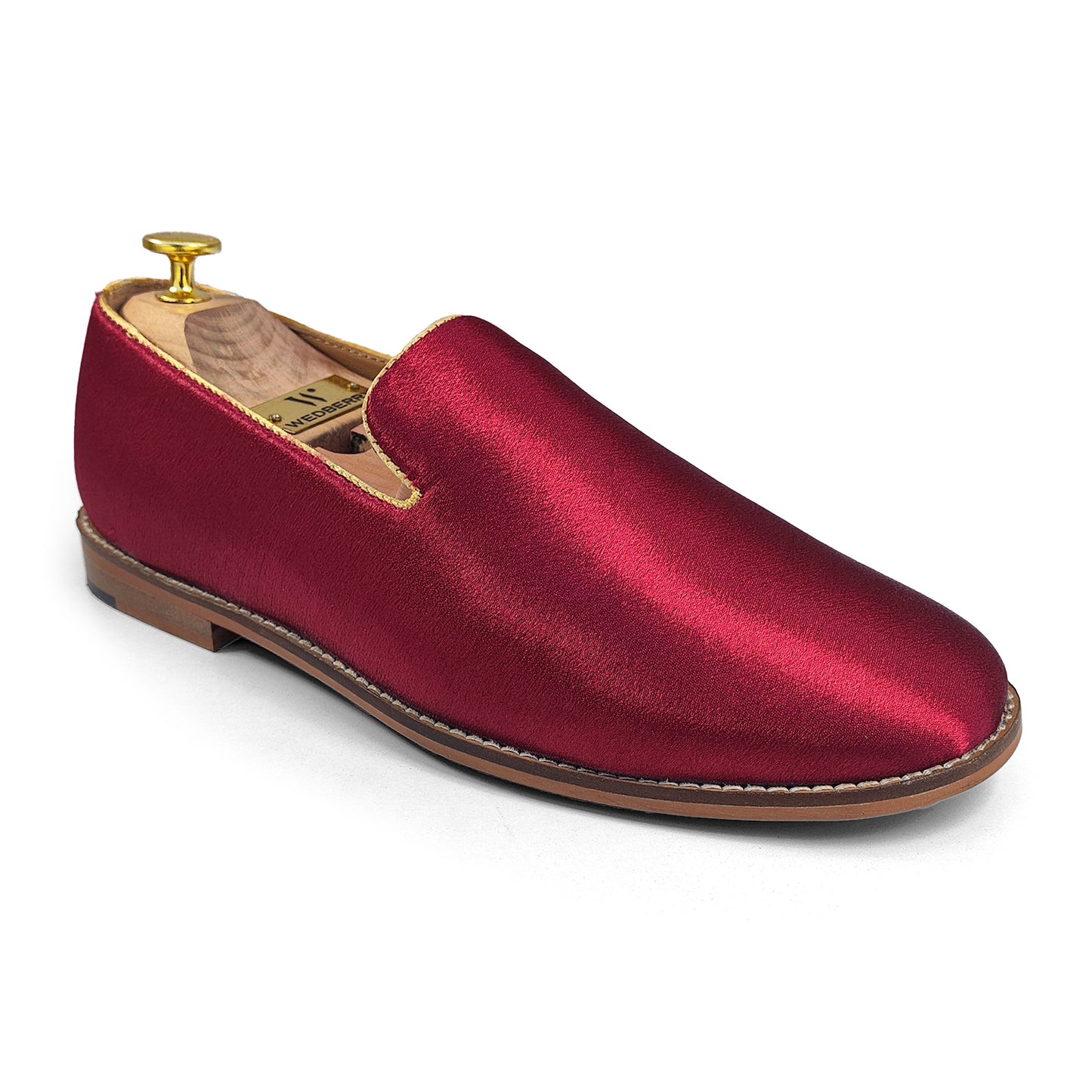 Maroon Premium Satin Wedding Shoes Men