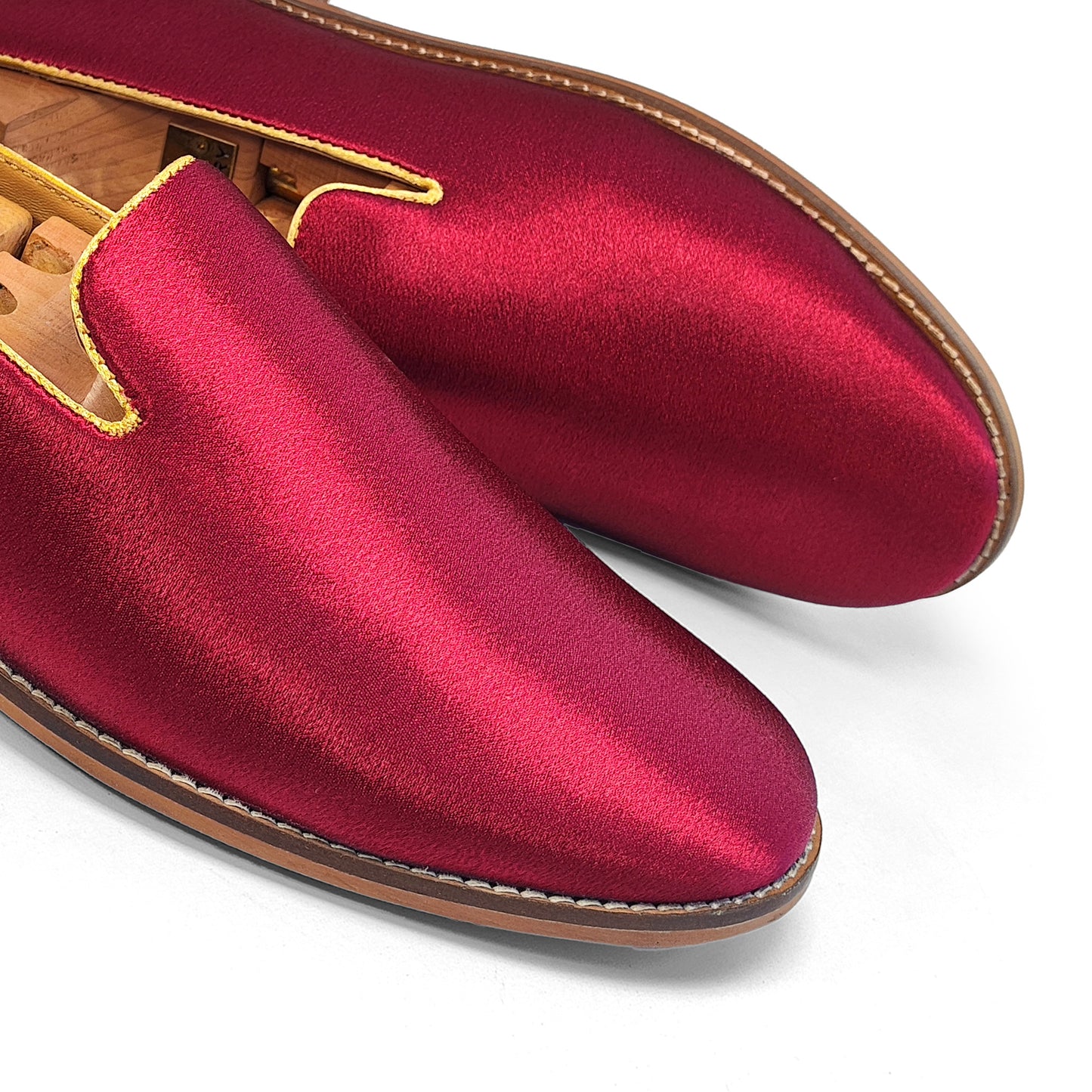 Maroon Premium Satin Wedding Shoes Men
