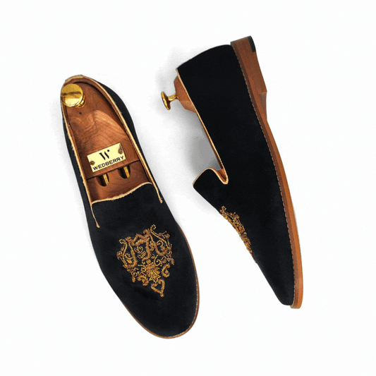 Black Velvet with Antique Gold Zardozi Handwork for Men