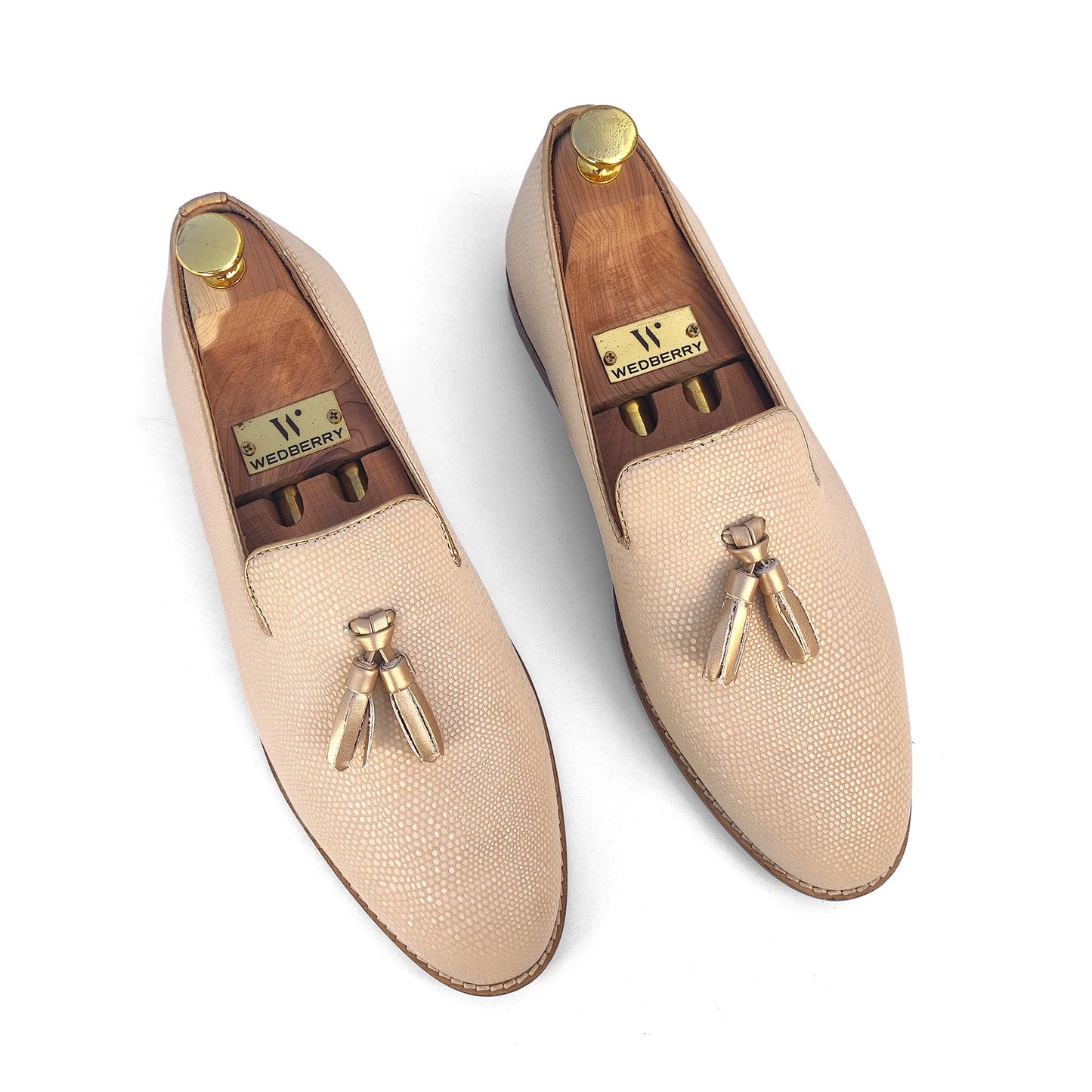 Pearl Ivory Biege Python Tassle Slipon for Men