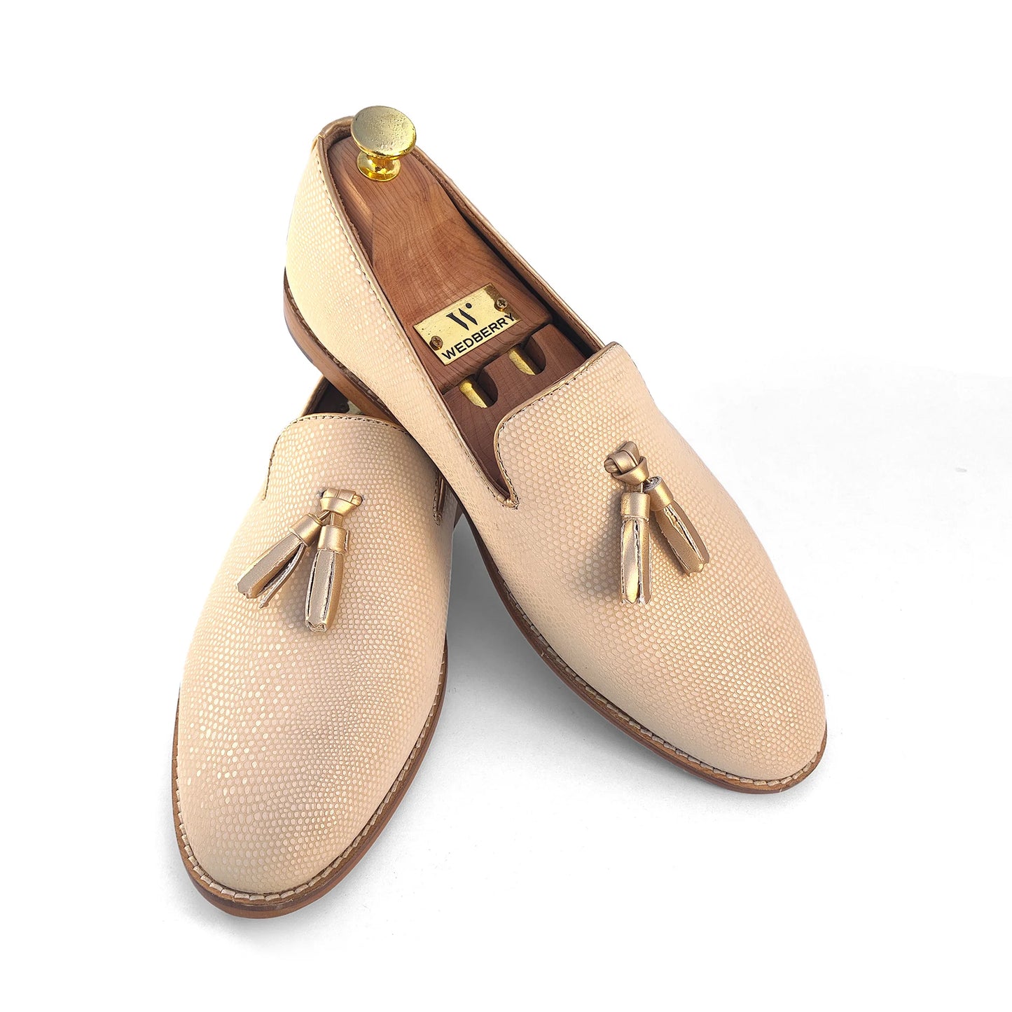 Pearl Ivory Biege Python Tassle Slipon for Men