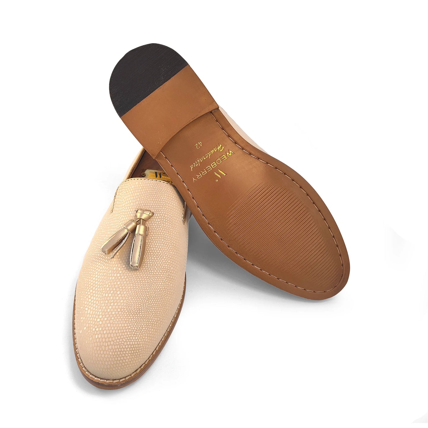 Pearl Ivory Biege Python Tassle Slipon for Men