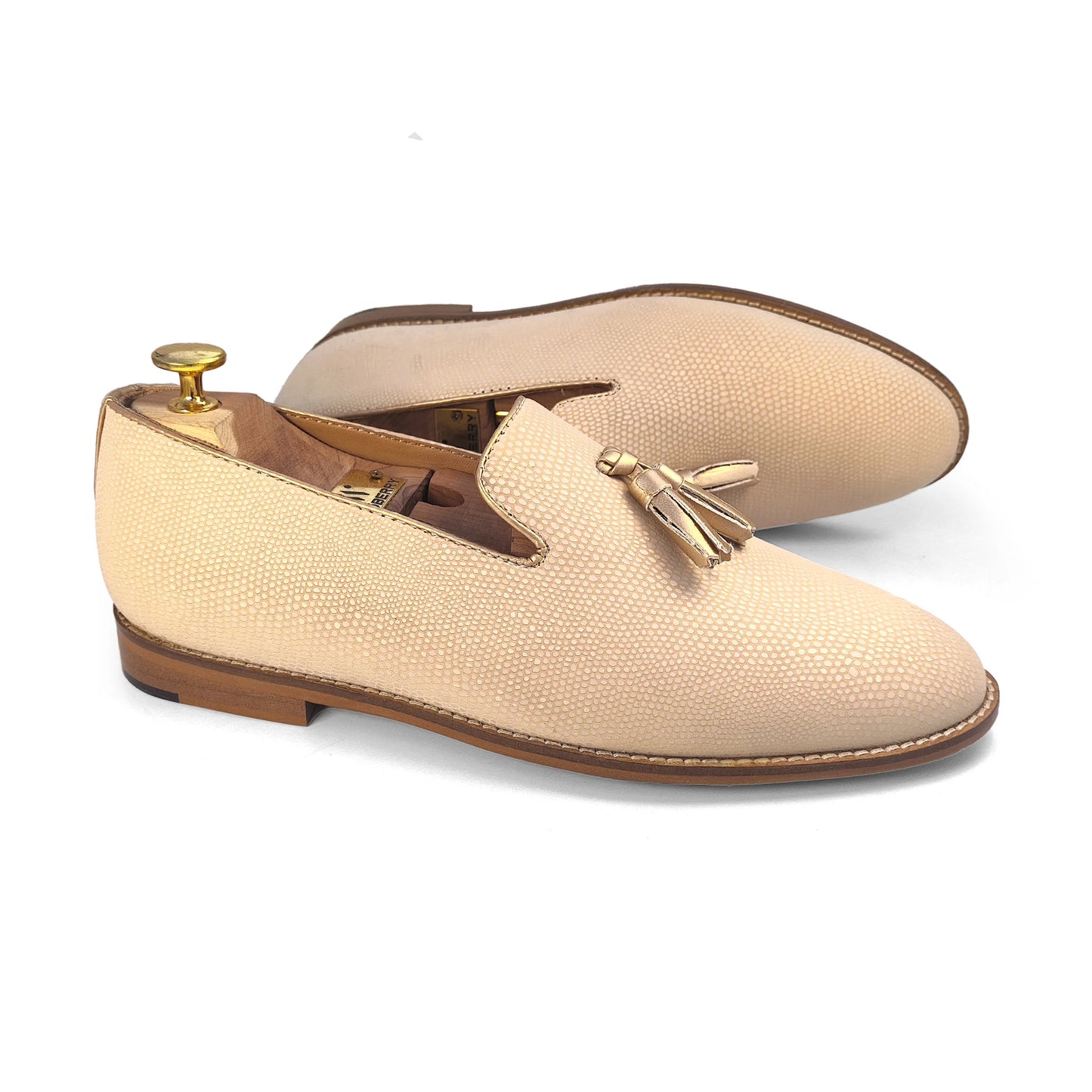 Pearl Ivory Biege Python Tassle Slipon for Men