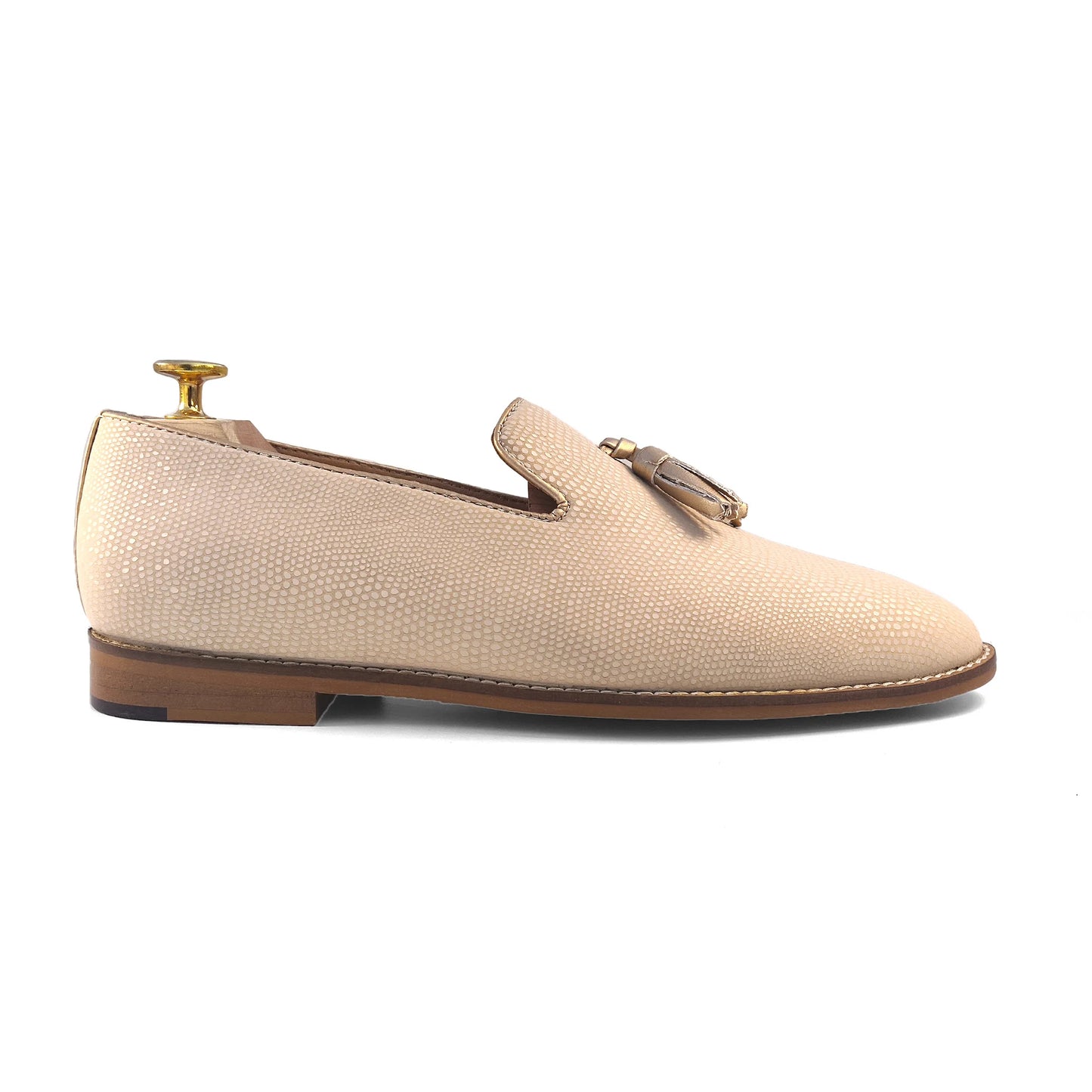Pearl Ivory Biege Python Tassle Slipon for Men