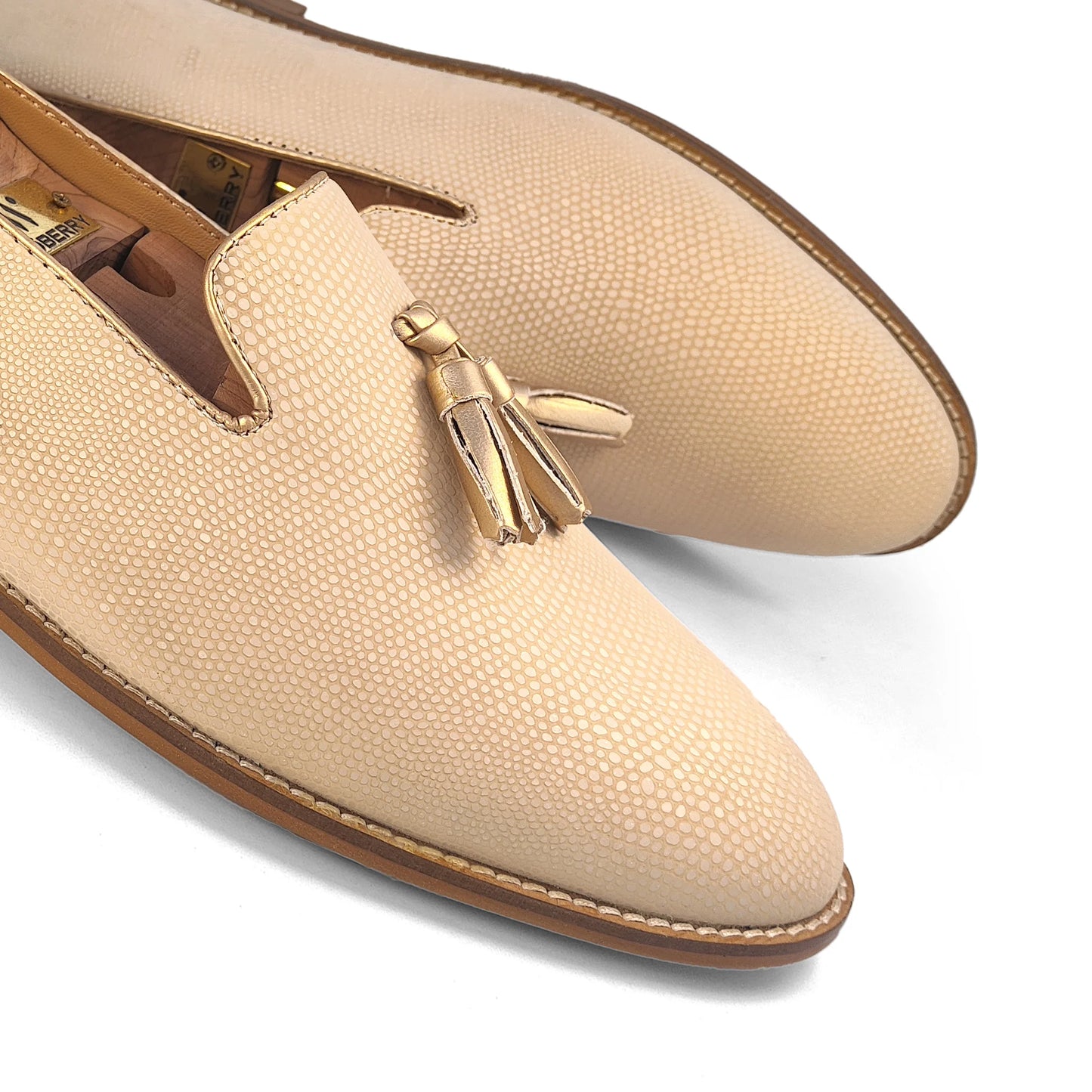 Pearl Ivory Biege Python Tassle Slipon for Men