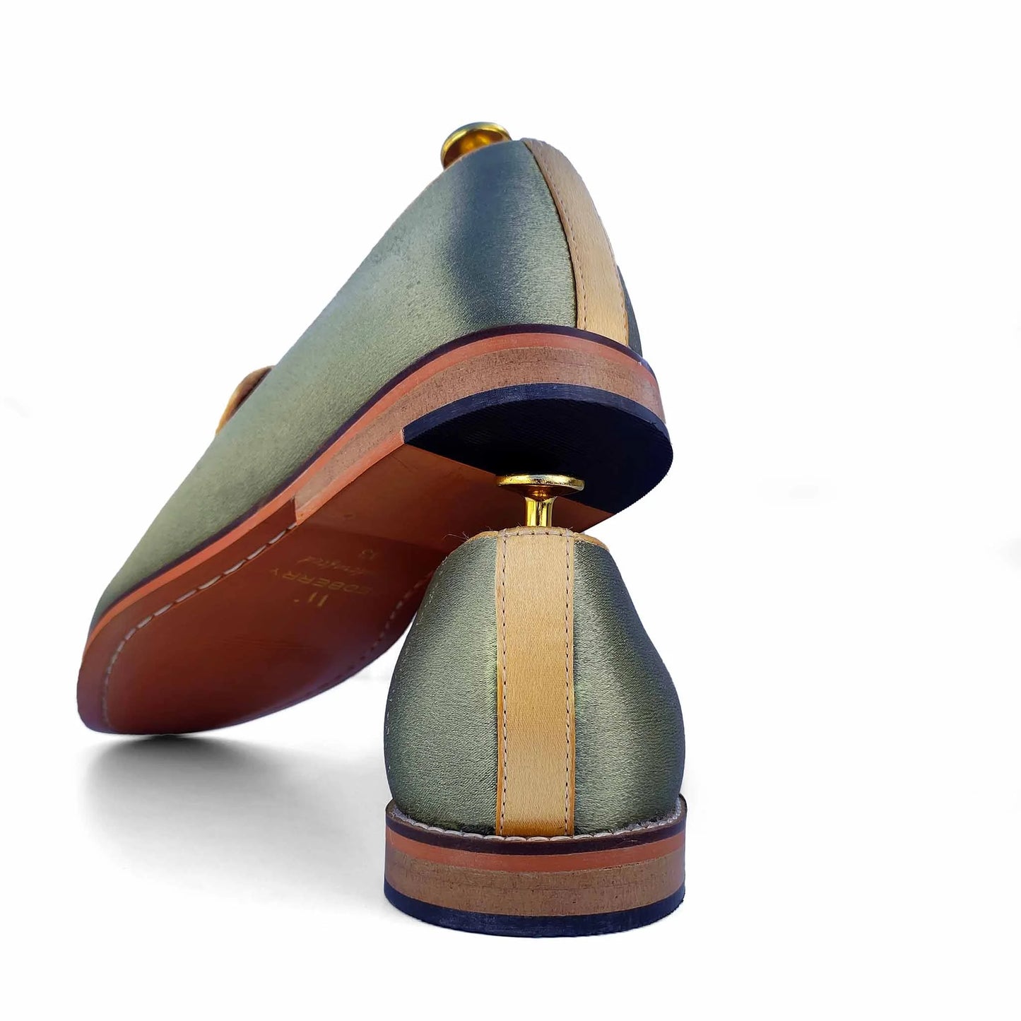 Pista Green Zardozi Handwork Wedding Ethnic Shoes Party Loafers for Men