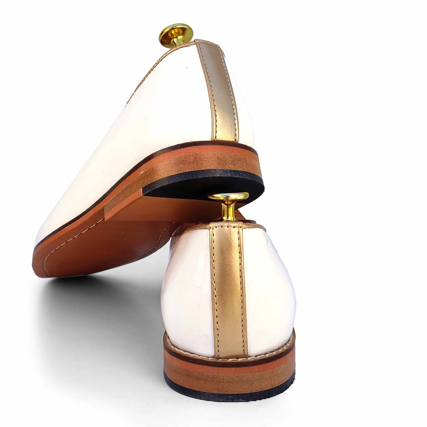 White Light Gold Zardozi Handwork Wedding Shoes Ethnic Mojari for Men