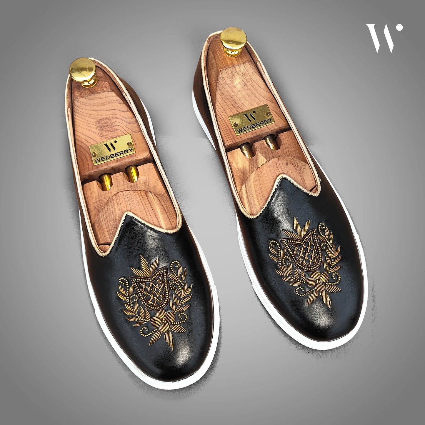 Black Zardozi Handwork Wedding Sneaker Shoes Ethnic Mojari for Men