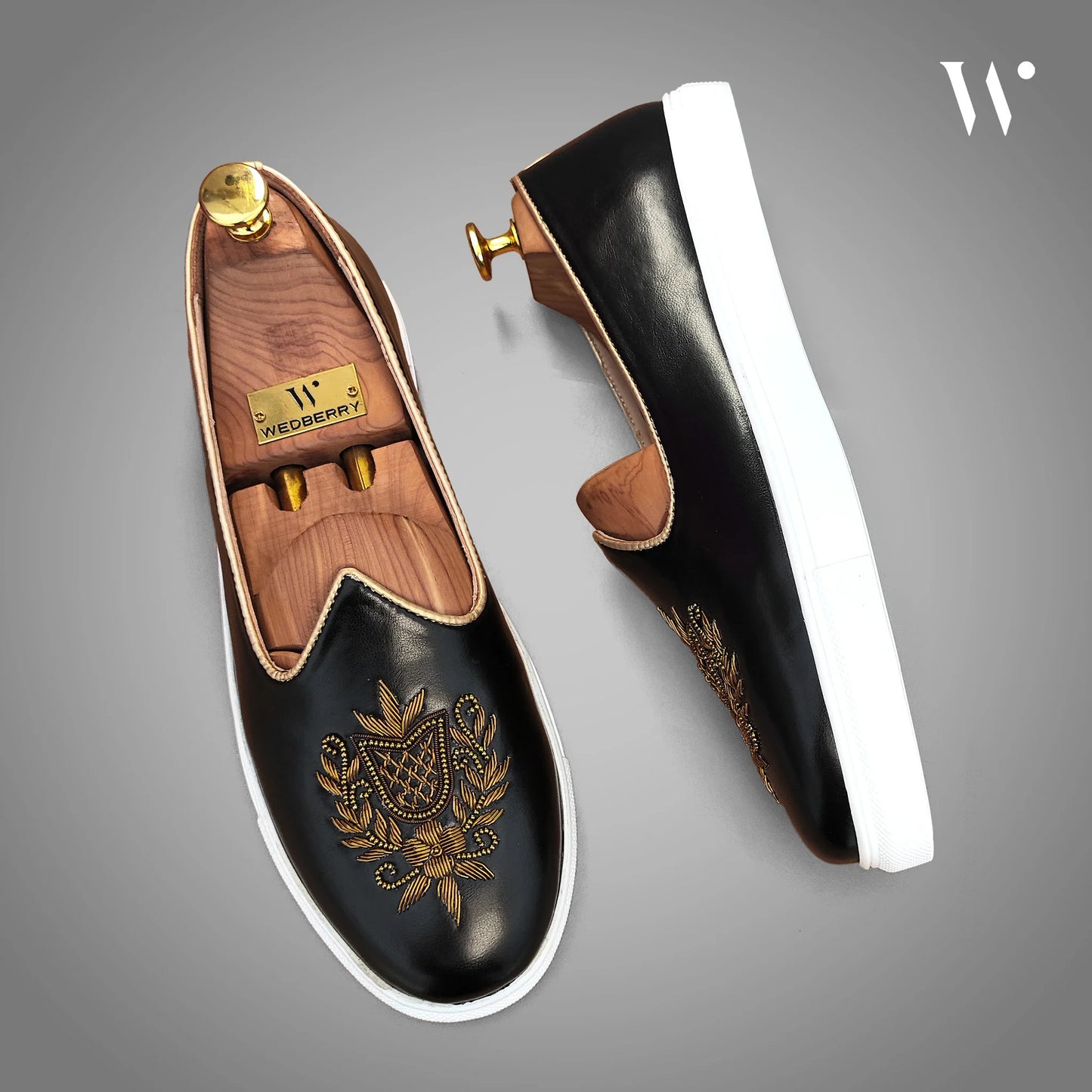 Black Zardozi Handwork Wedding Sneaker Shoes Ethnic Mojari for Men