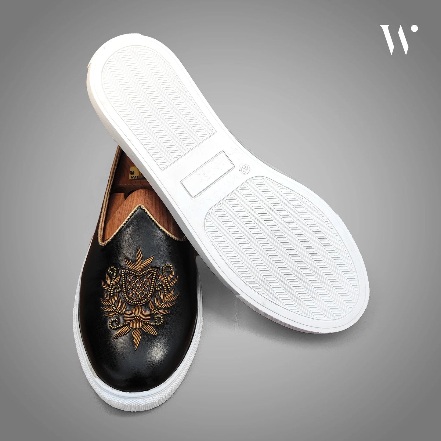 Black Zardozi Handwork Wedding Sneaker Shoes Ethnic Mojari for Men