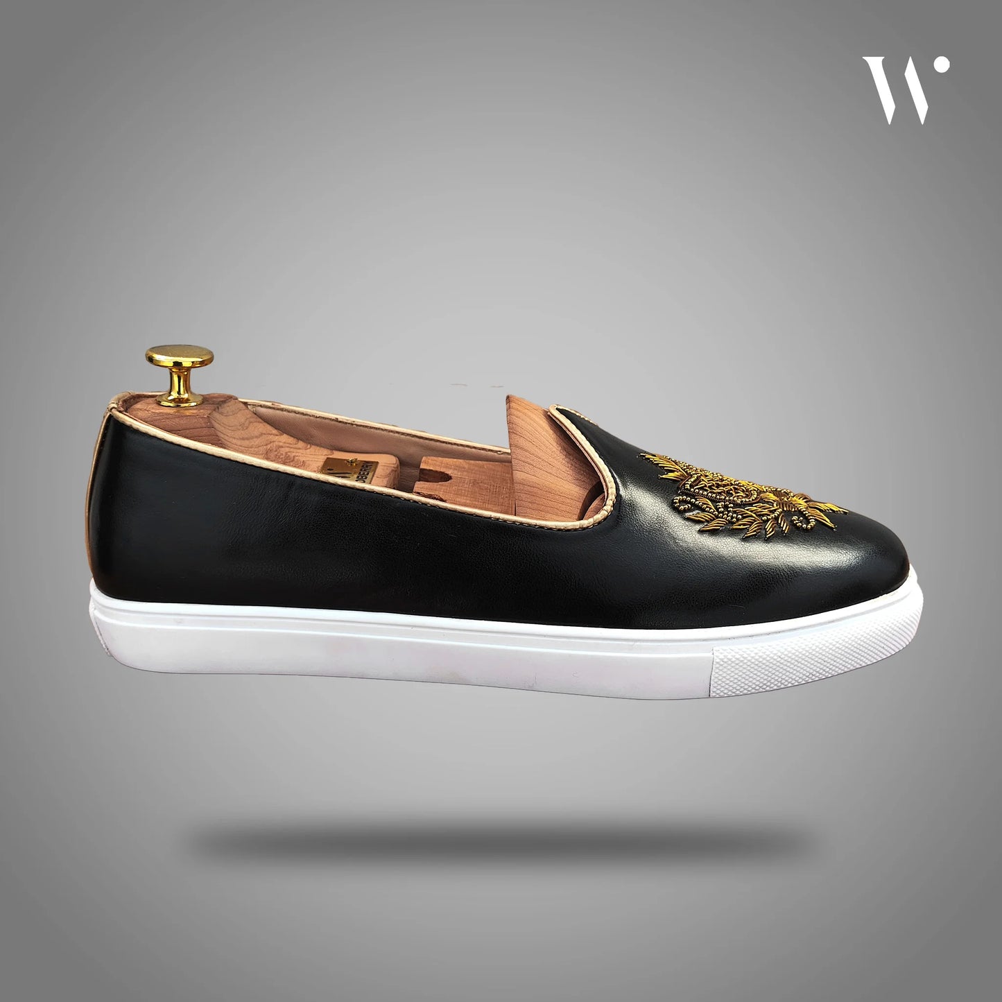 Black Zardozi Handwork Wedding Sneaker Shoes Ethnic Mojari for Men