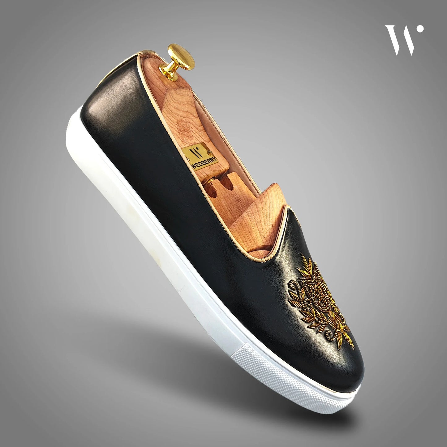 Black Zardozi Handwork Wedding Sneaker Shoes Ethnic Mojari for Men
