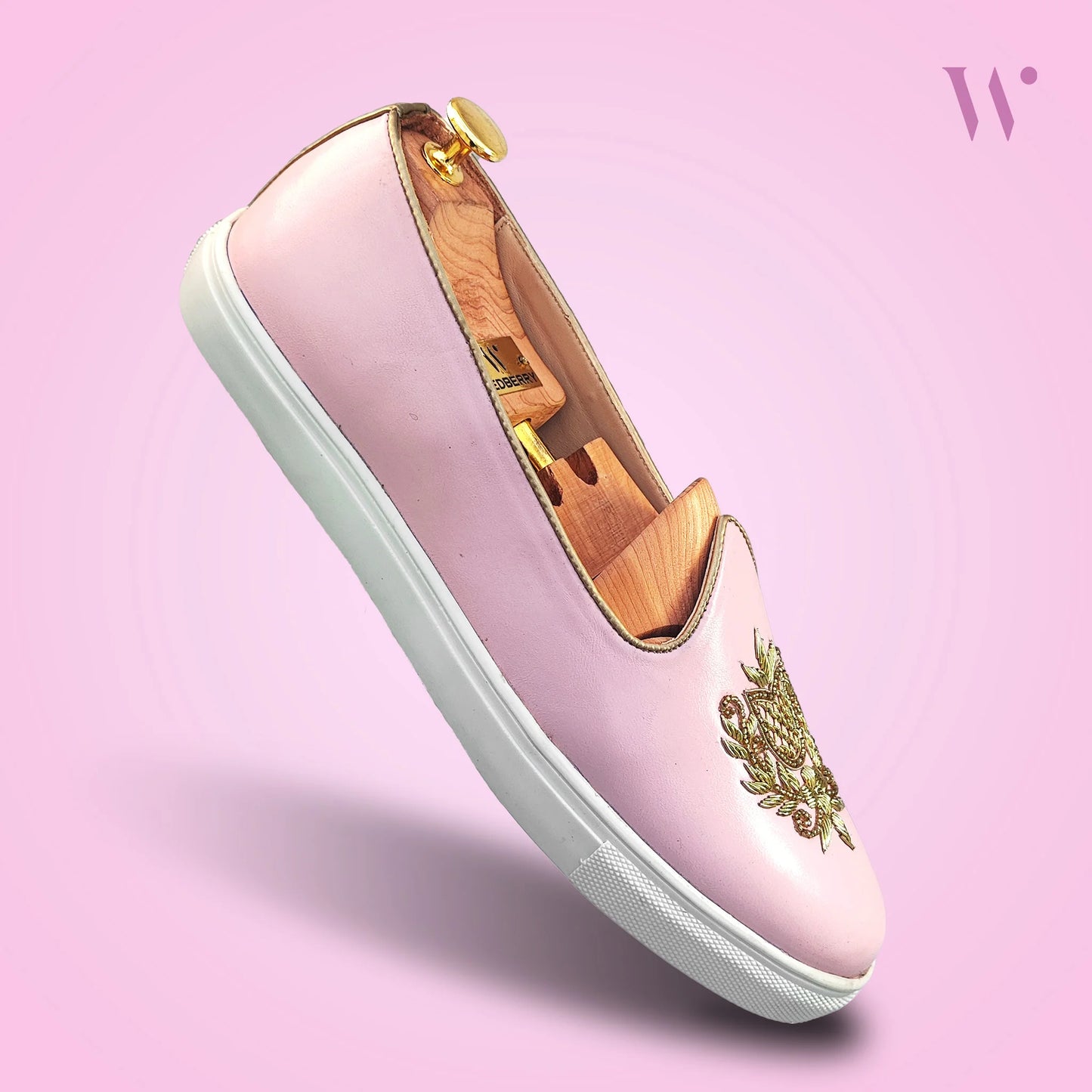Light Pink Zardozi Handwork Wedding Sneaker Shoes Ethnic Mojari for Men