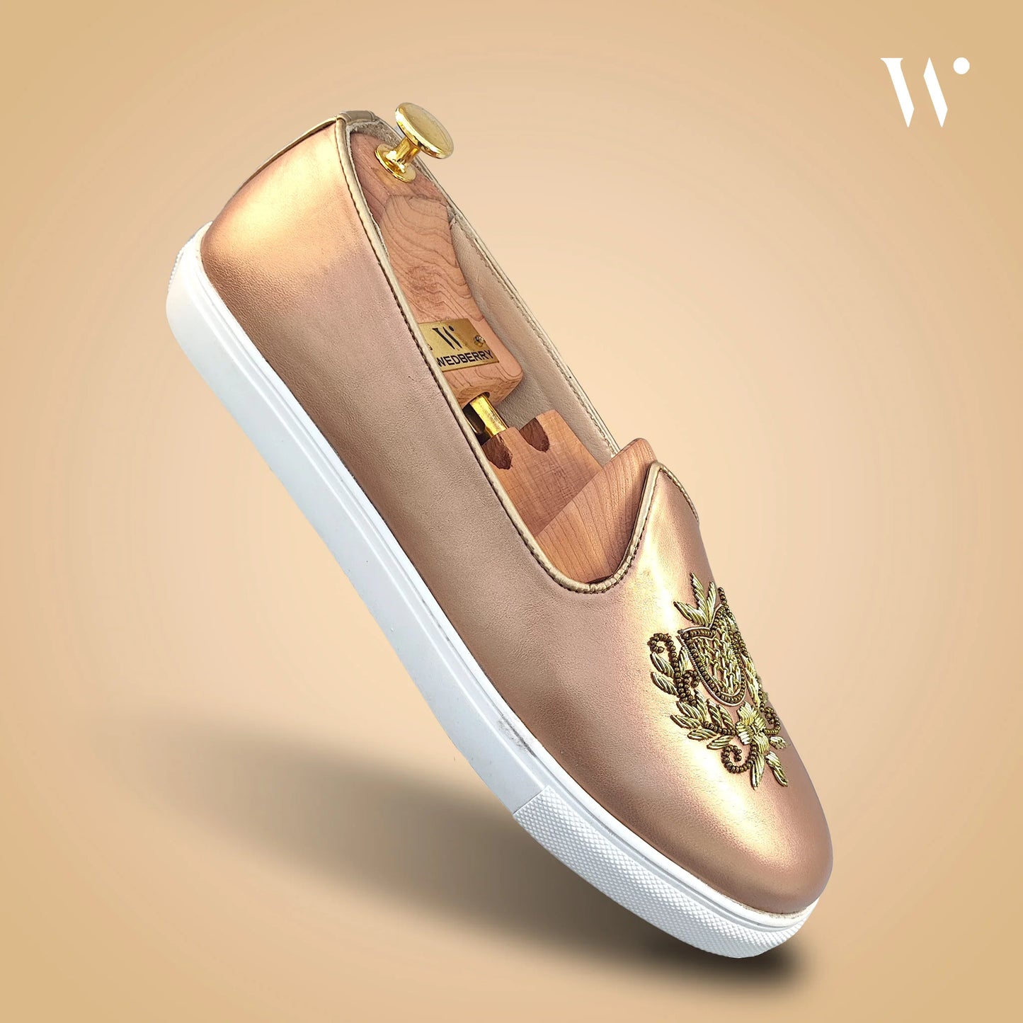 Light Copper  Zardozi Handwork Wedding Sneaker Shoes Ethnic Mojari for Men