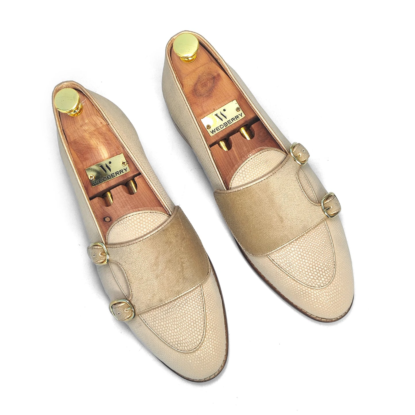 Crème Pearl Monk Strap Loafers for Men