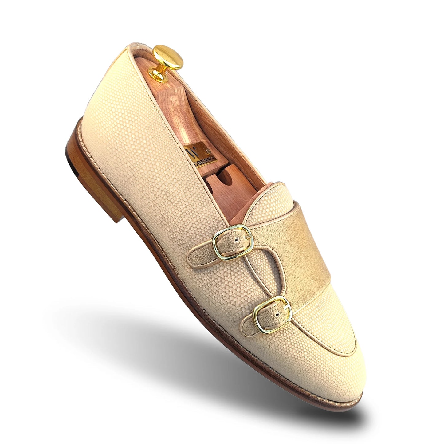 Crème Pearl Monk Strap Loafers for Men