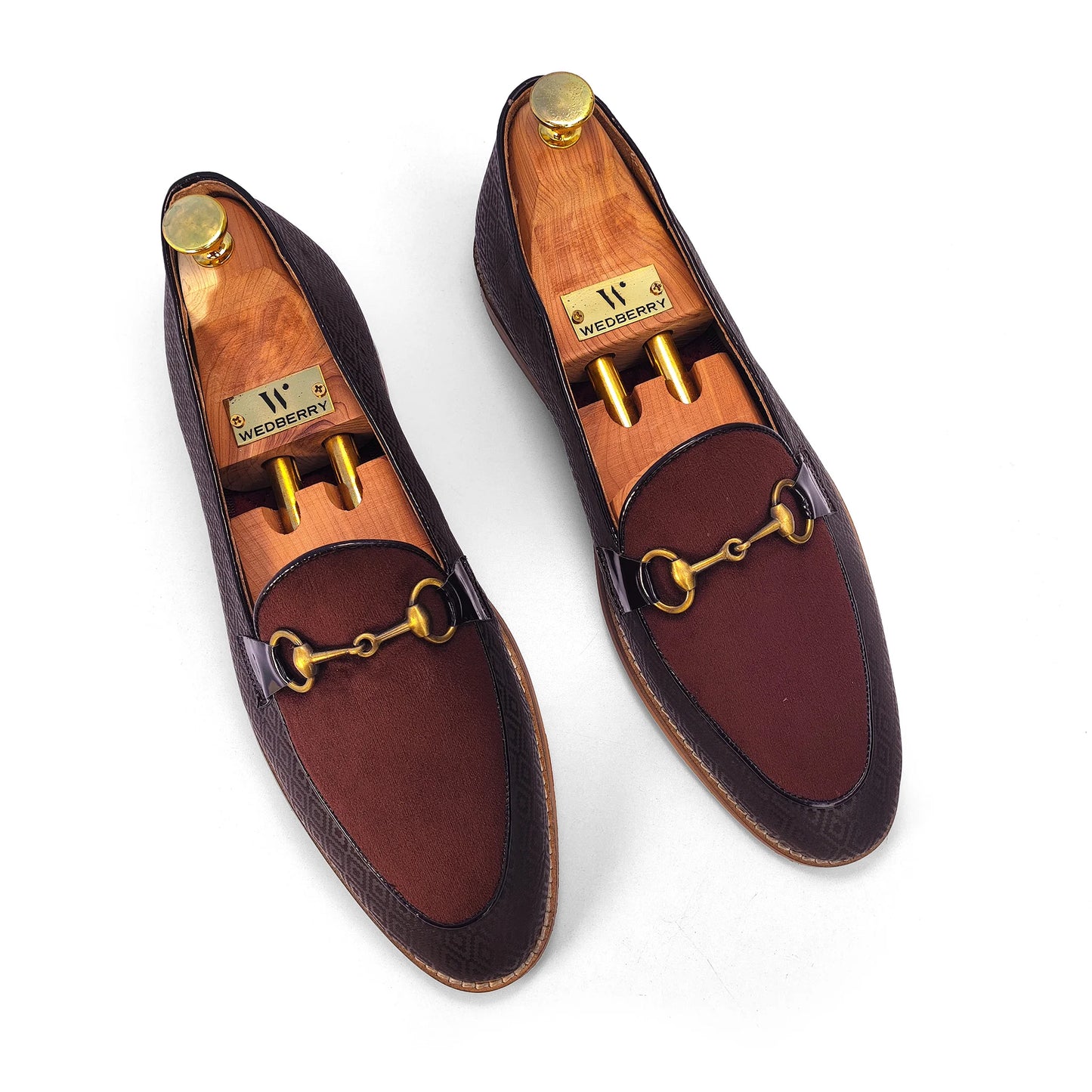 Brown Synthetic and Velvet with Buckle Ethnic Wedding Ethnic Shoes Party Loafer Slipon for Men