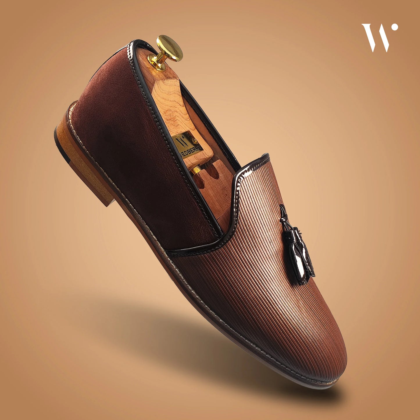 Brown Wood Tassel Slip-on Shoes Dress and Party Shoes for Men