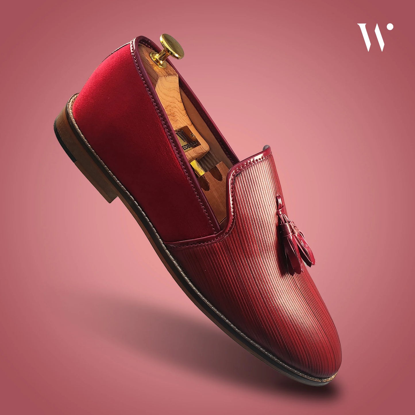 Maroon Wood Tassel Slip-on Shoes Dress and Party Shoes for Men