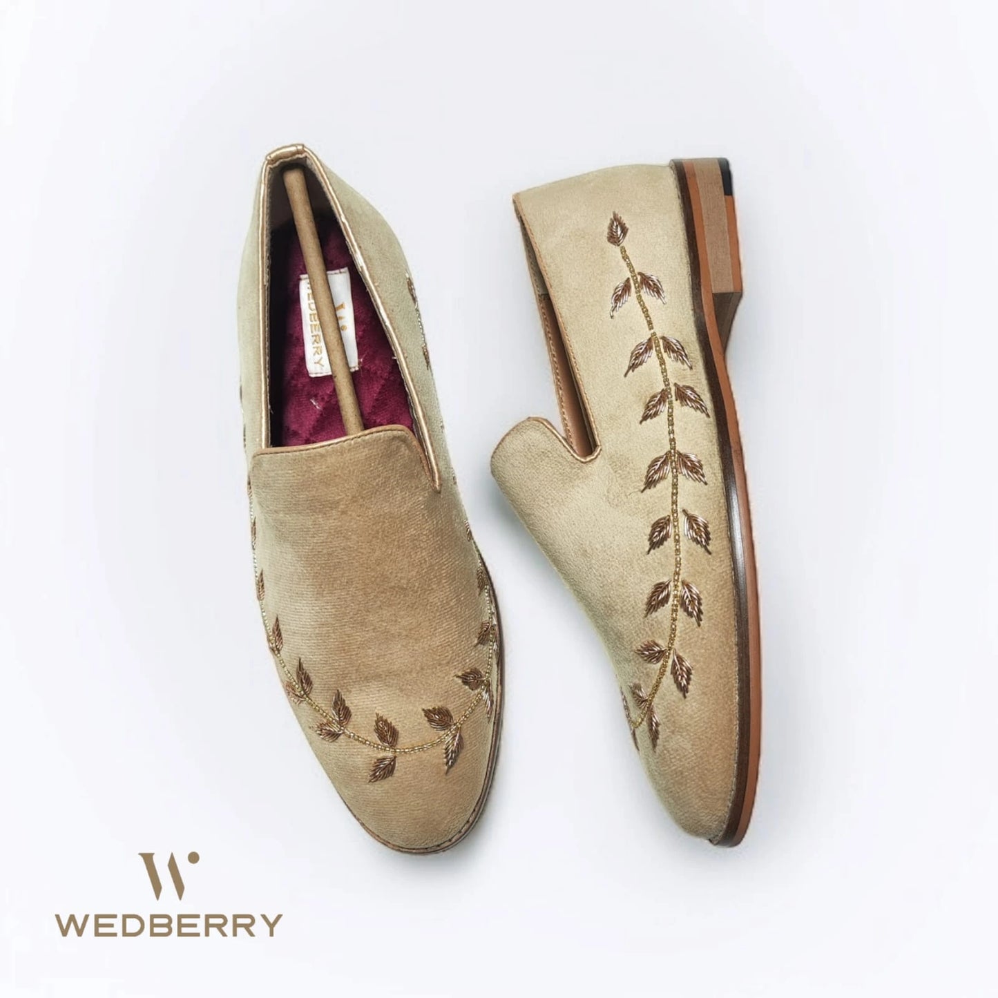 Mewati Beige Shoes with Zardozi Handwork