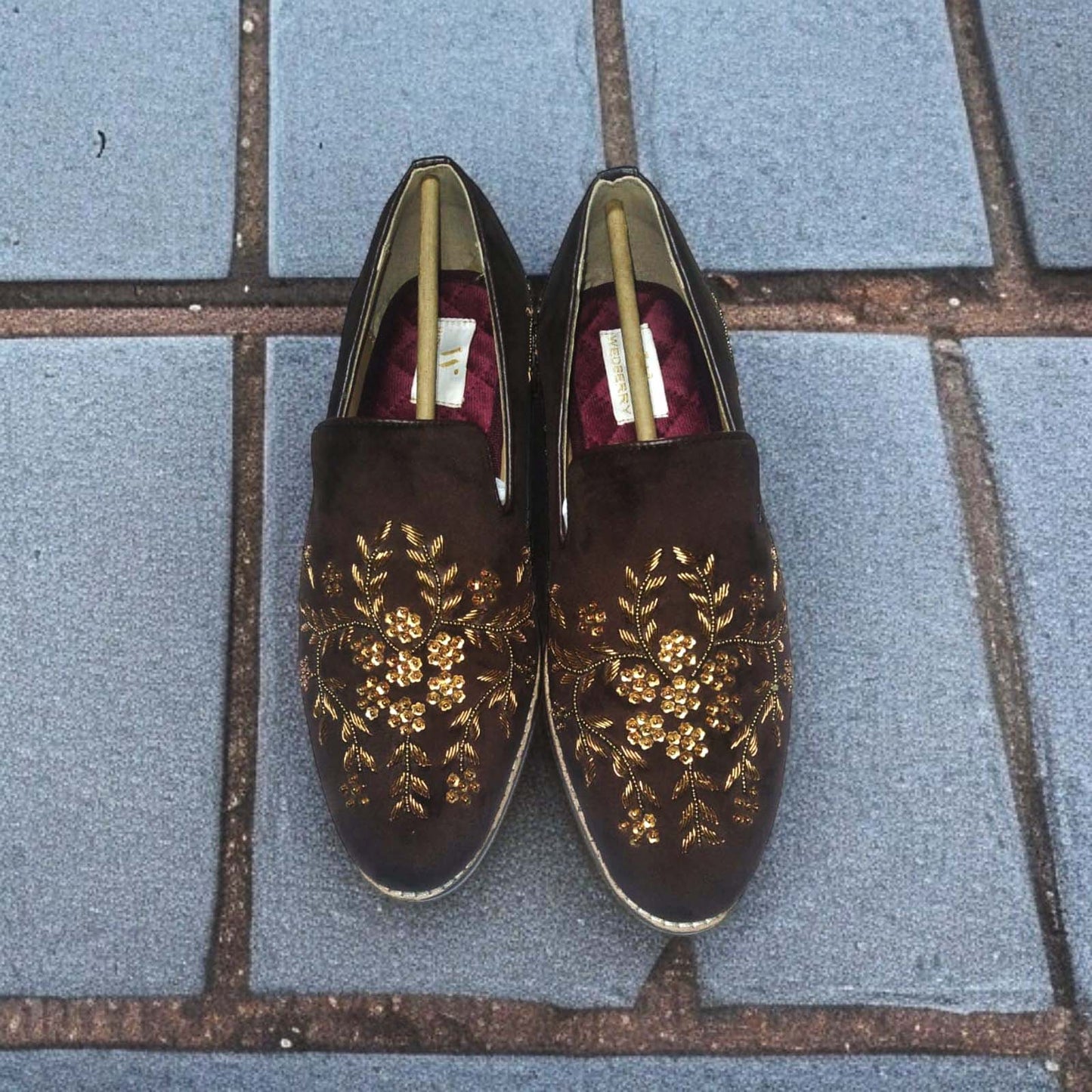 Kasturi Brown Shoes with Zardozi Handwork