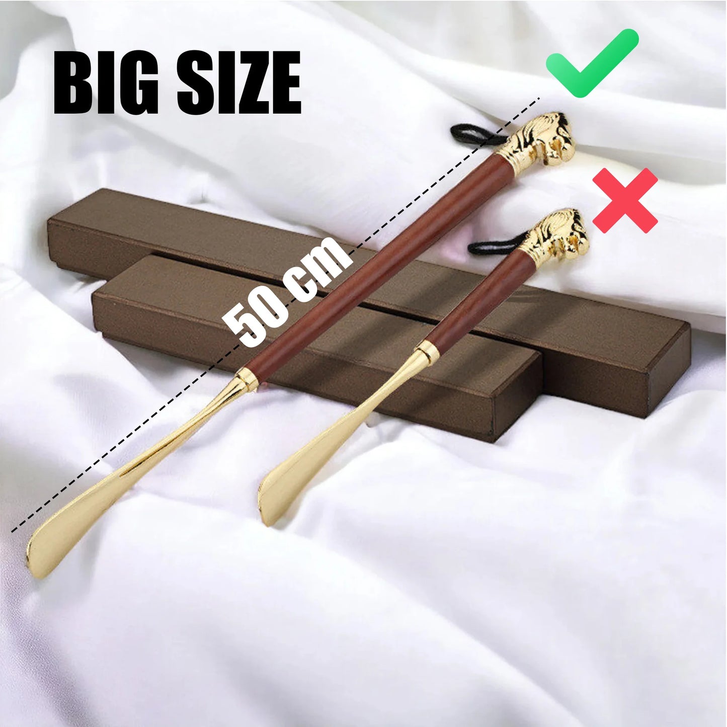 Shoe Horn Pure Brass and Wooden Long Size 50cm