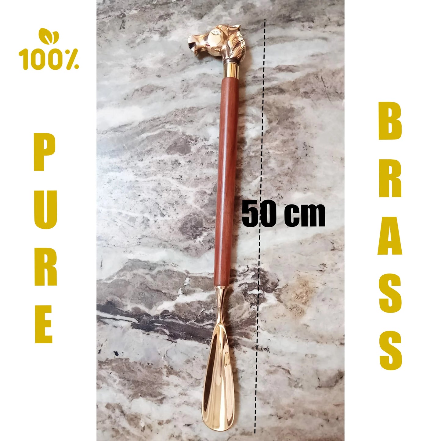 Shoe Horn Pure Brass and Wooden Long Size 50cm