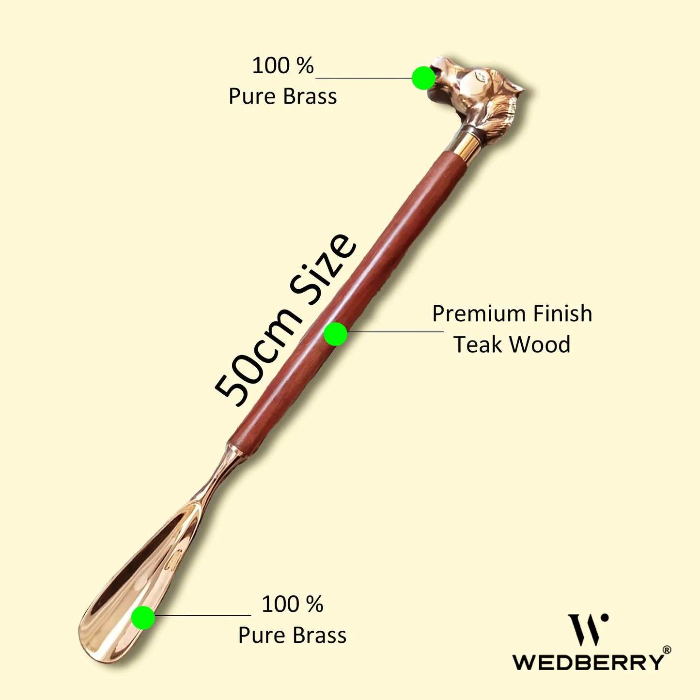 Shoe Horn Pure Brass and Wooden Long Size 50cm