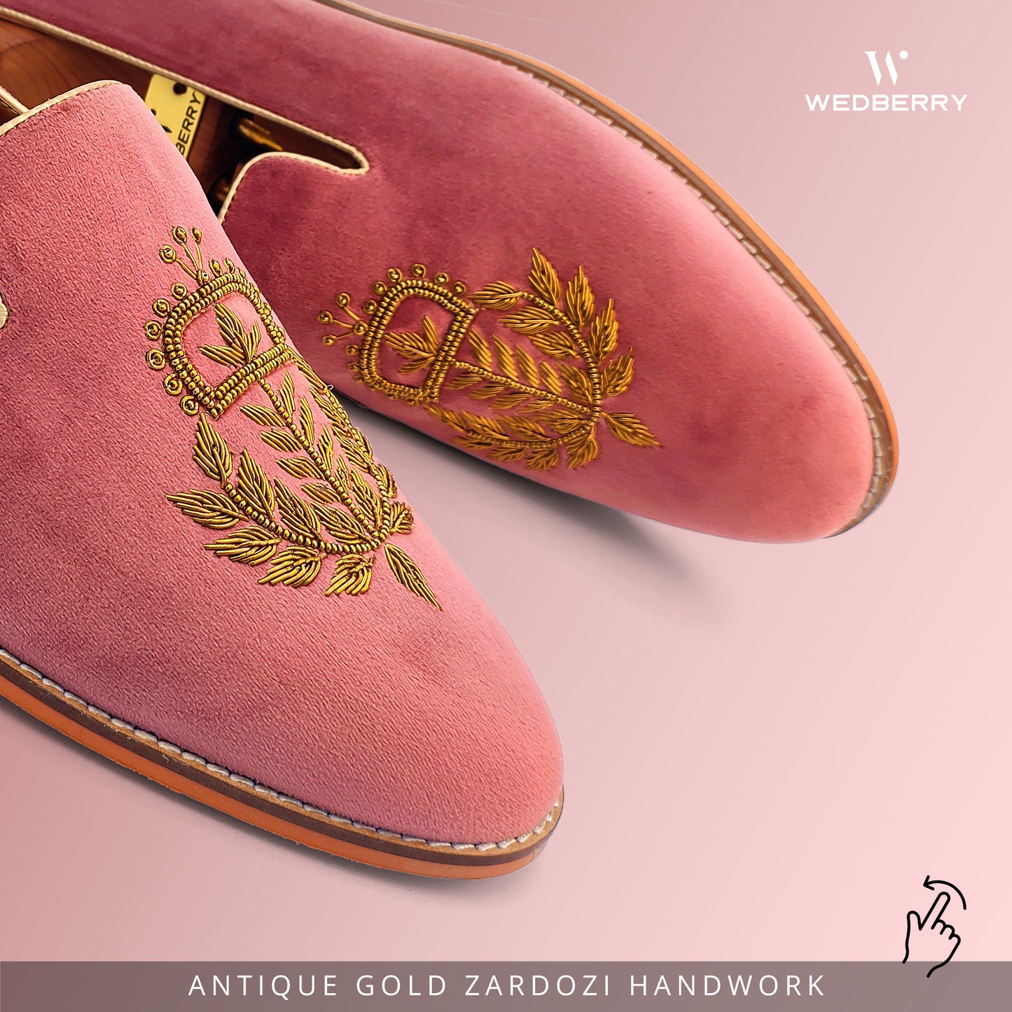 Fusia Velvet with Antique Gold Zardozi Handwork for Men