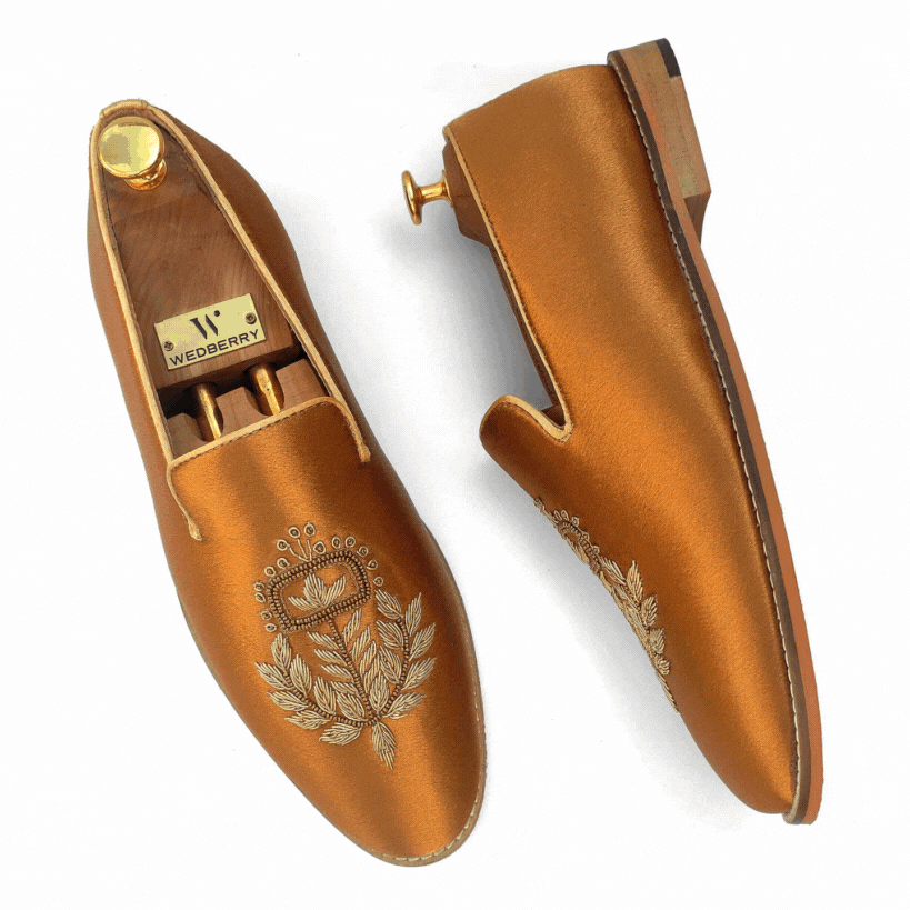 Copper Gold Satin Silk with Golden Zardozi Handwork for Men