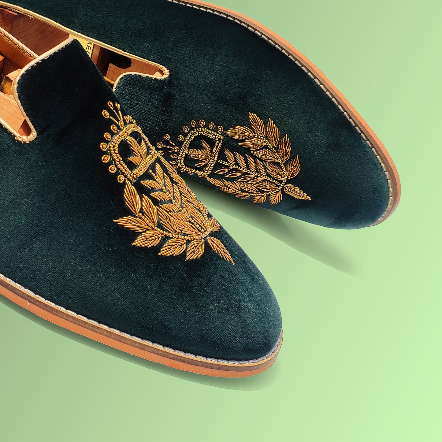 Forest Green Velvet Zardozi Handwork for Men