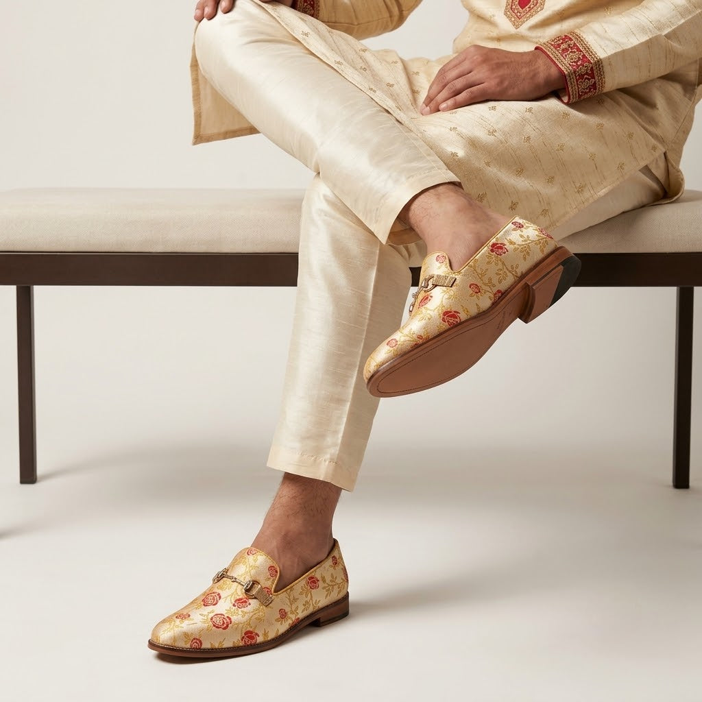 Creme Cherry Buckle Slipon Loafer for Men