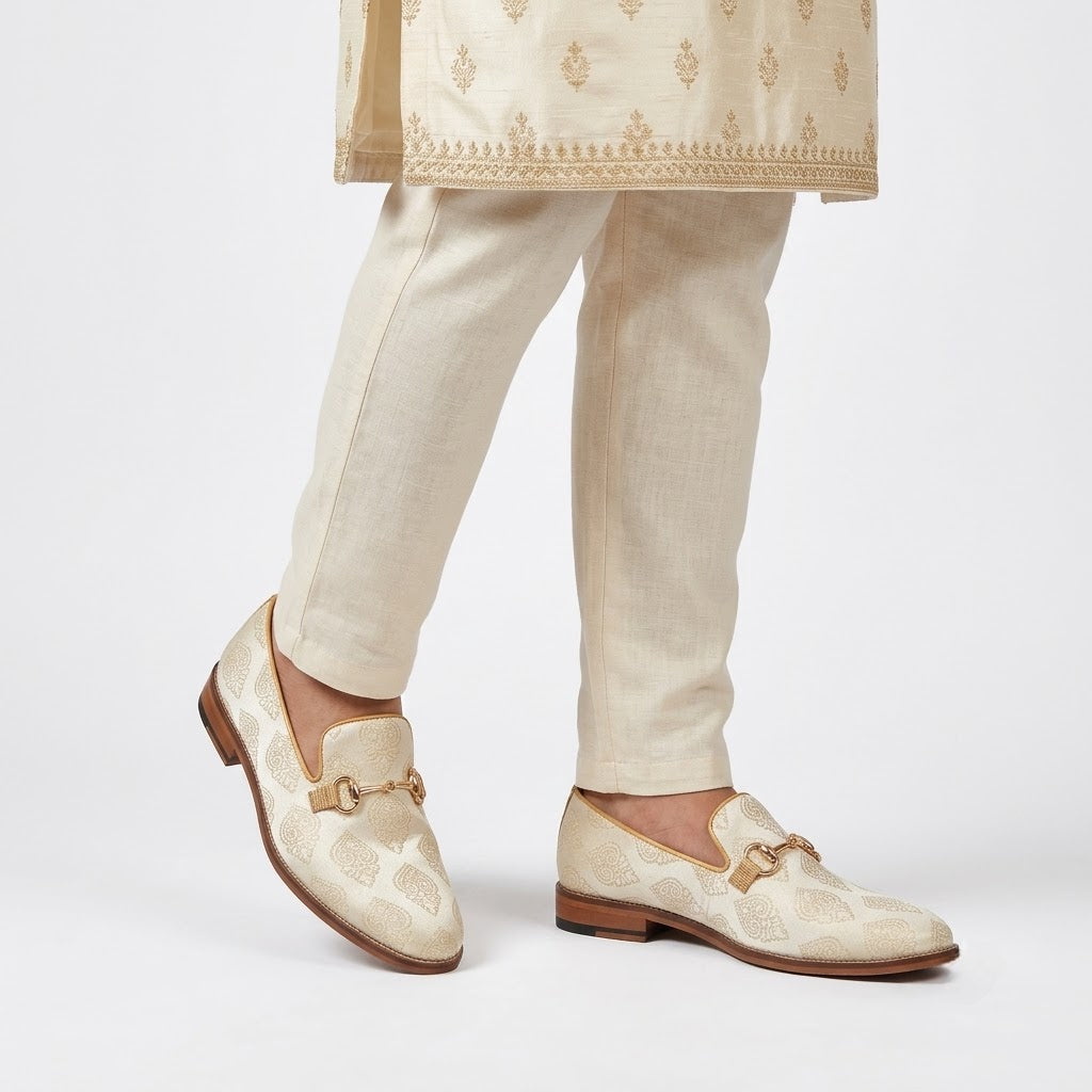 Light Pastel Green Buckle Wedding Shoes Ethnic Loafers for Men