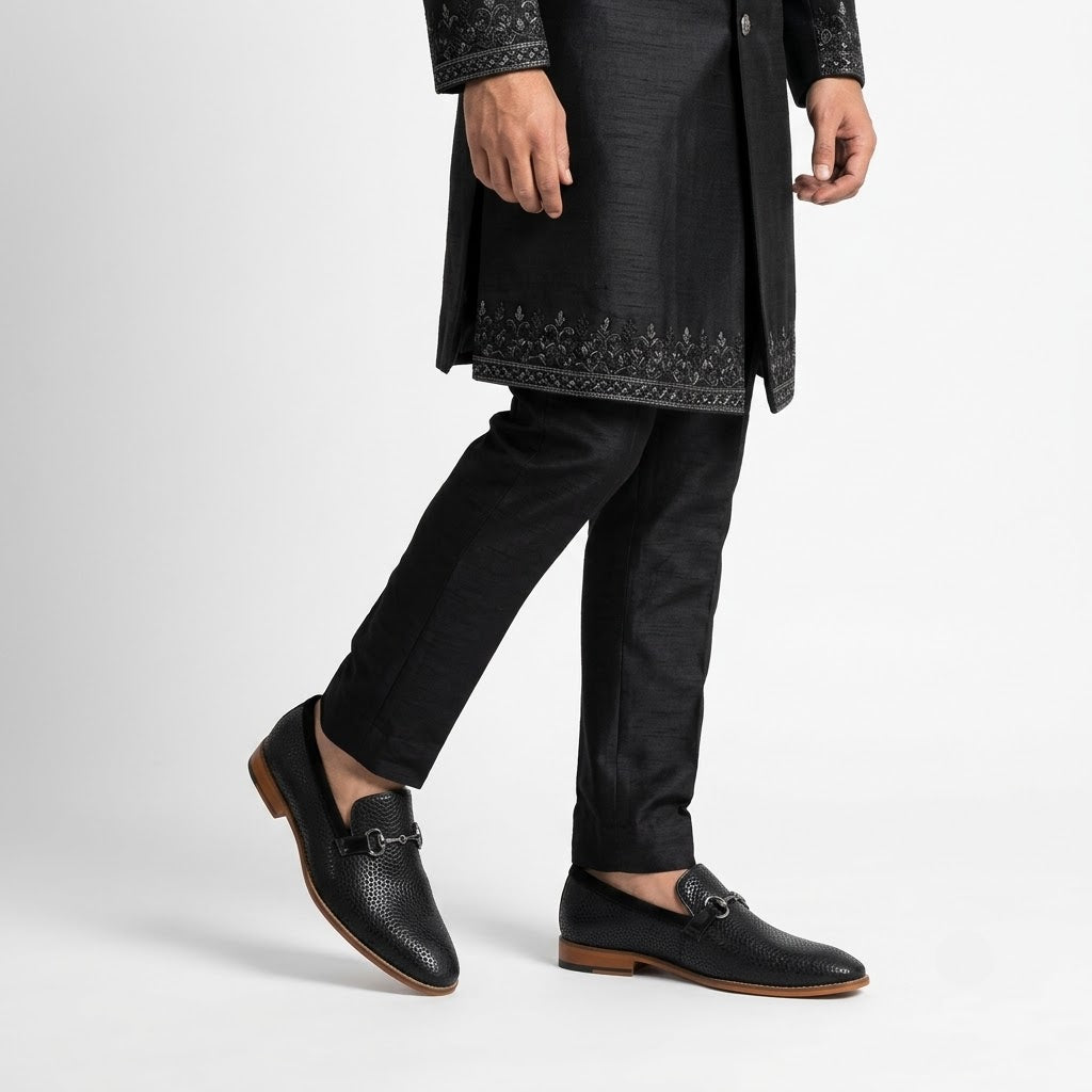 Black Spidy Buckle Slipon for Men